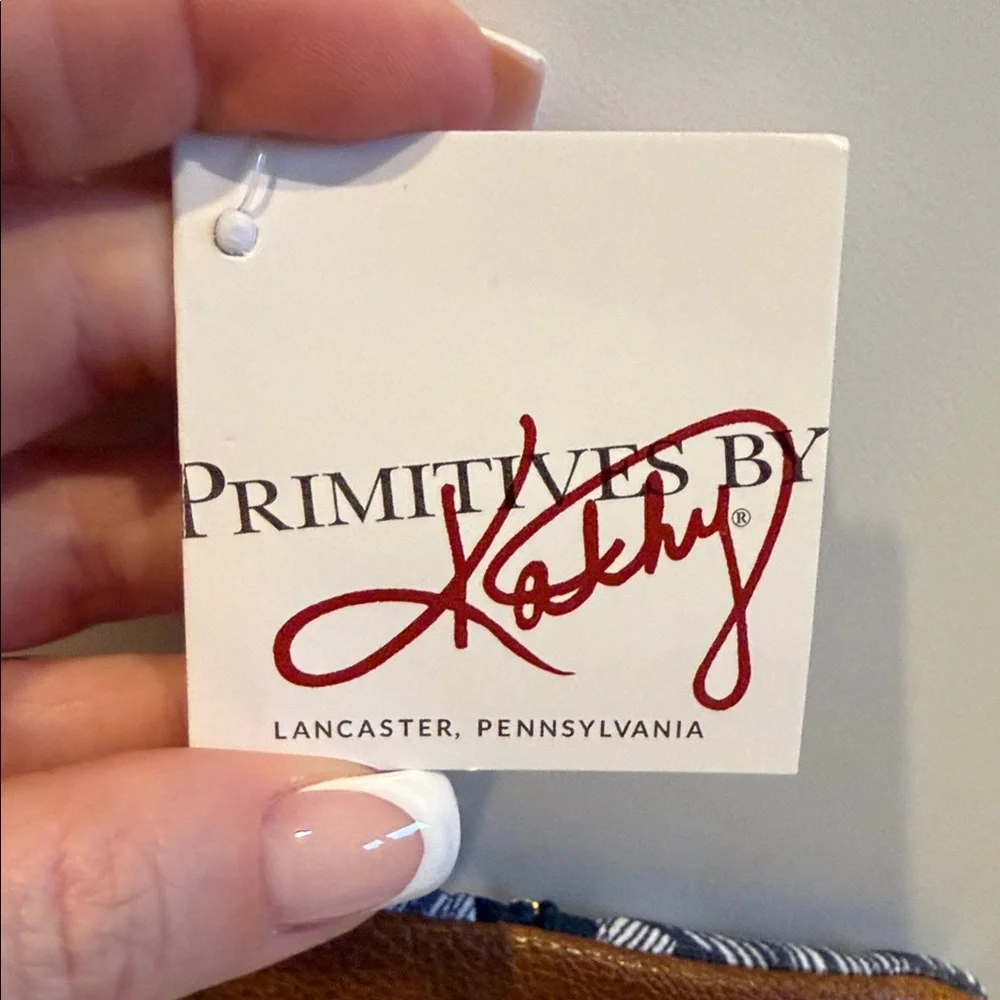 Primitives by Kathy Navy and White Leaf Pattern Pencil Case Pouch NWT